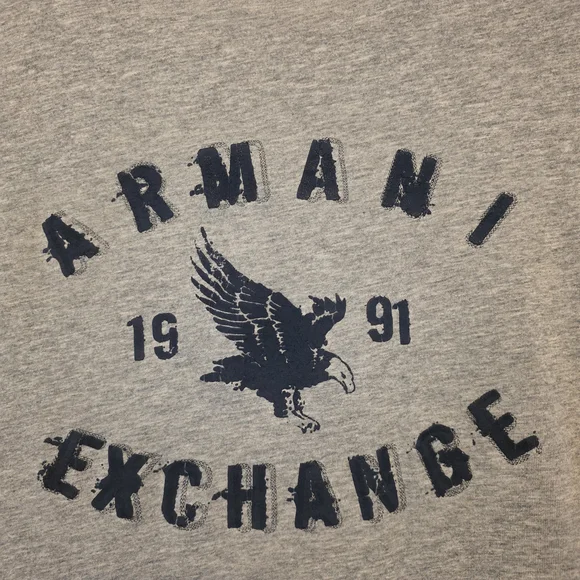 Armani Exchange Light Gray Tee with Navy Graphic Eagle - Picture 4 of 4